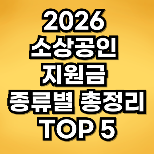 2026 소상공인 지원금 종류별 총정리 TOP 5