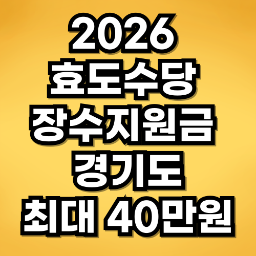 2026 효도수당 장수지원금 경기도 신청방법 조건
